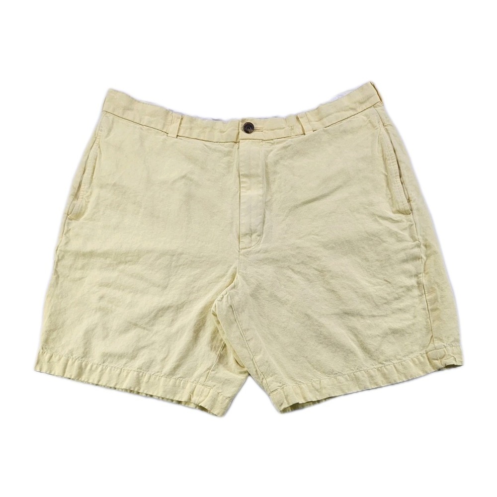 Brooks Brothers 346 Linen Cotton Men's‎ W38 Yellow Shorts Casual Classic Fit